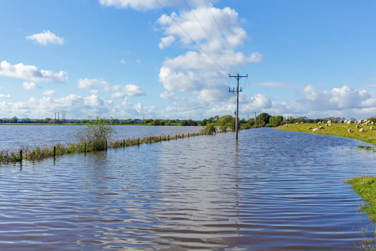 A series of storms including Storm Babet (pictured October 2023) caused major flooding across the UK affecting agricultural land.