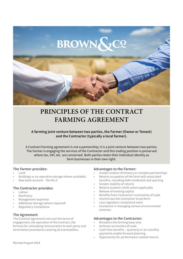 Principles of the Contract Farming Agreement
