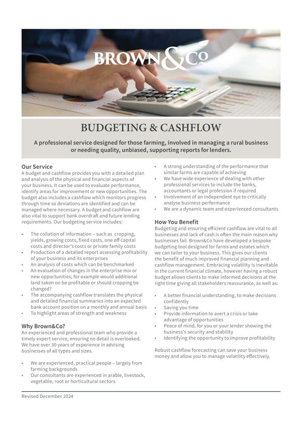 Budgeting & Cashflow